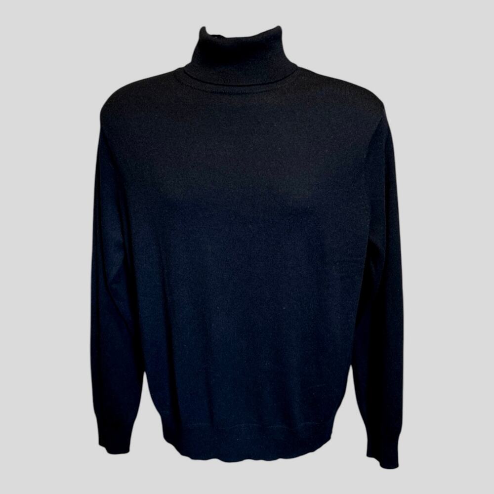 J. Crew Men’s Size M Machine Washable Merino Wool Blend Turtleneck Sweater Black
